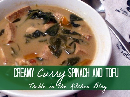Creamy Curry Spinach and Tofu text