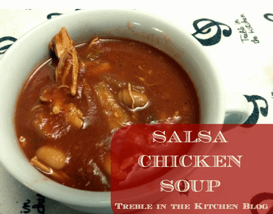 Crockpot Salsa Chicken Soup via Treble in the Kitchen