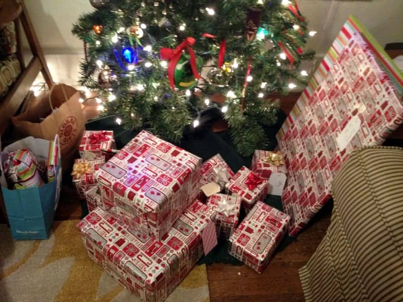presents under christmas tree