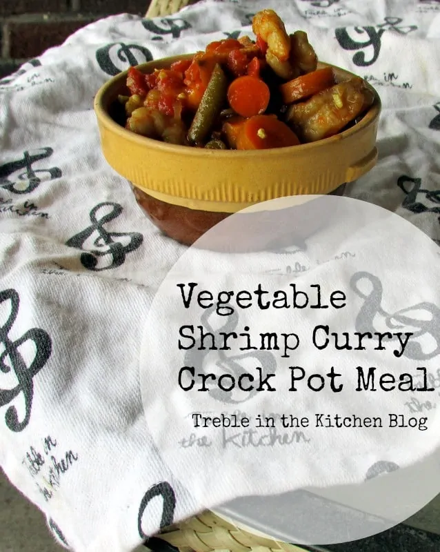 Vegetable Shrimp Curry Crock Pot Meal via Treble in the Kitchen Blog