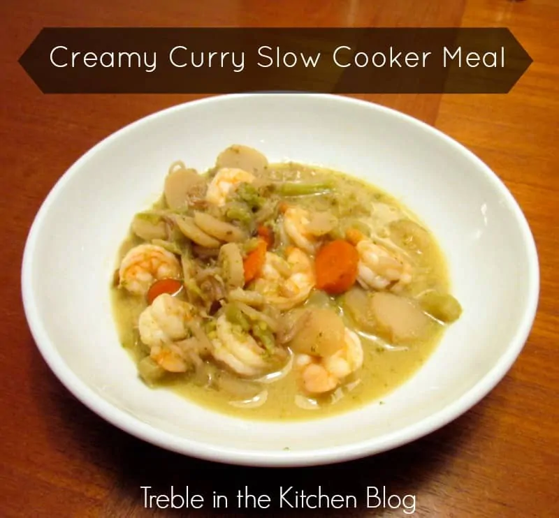 creamy curry slow cooker meal via treble in the kitchen