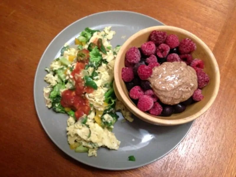 whole 30 scramble with berries and ab