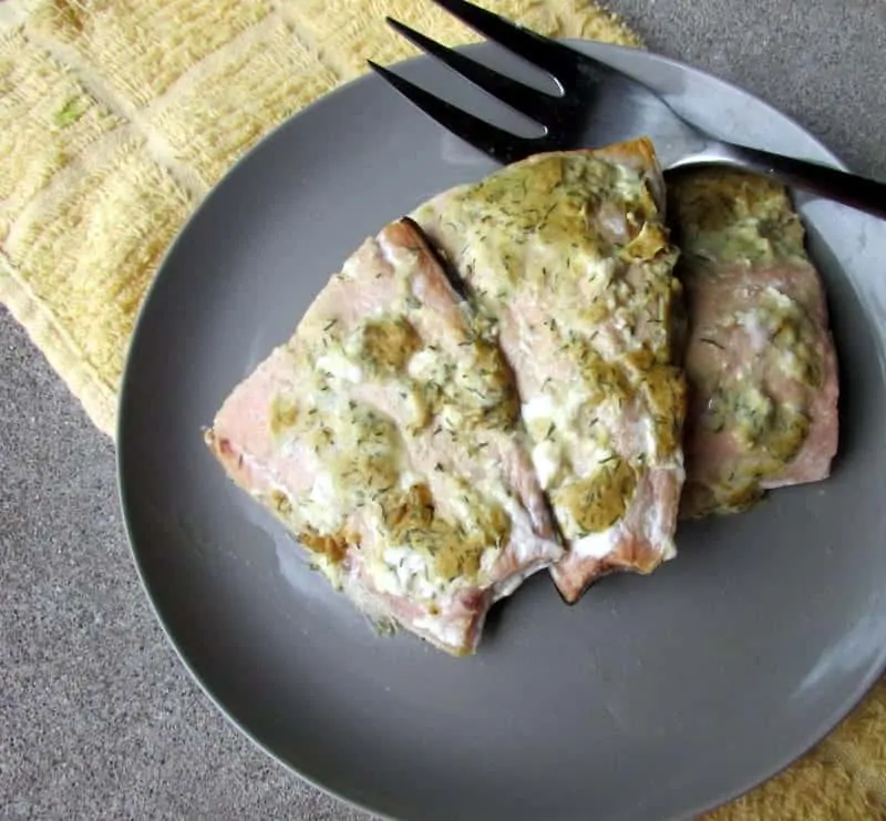 Dijon Dill Baked Salmon via Treble in the Kitchen