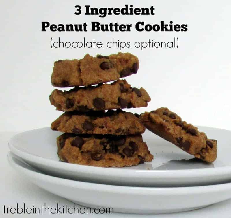 3 Ingredient Peanut Butter Cookie Recipe via Treble in the Kitchen