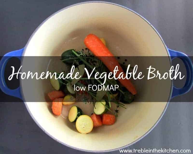 Homemade low FODMAP vegetable broth via Treble in the Kitchen