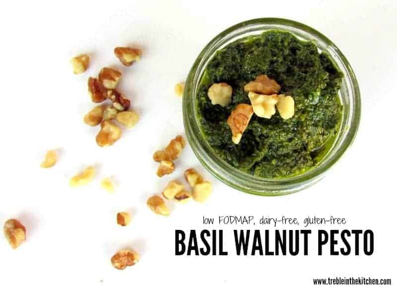 Basil Walnut Pesto low FODMAP via Treble in the Kitchen