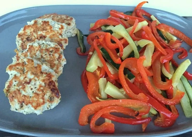 italian chicken burgers and roasted veggies from treble in the kitchen low fodmap, gluten free, paleo friendly