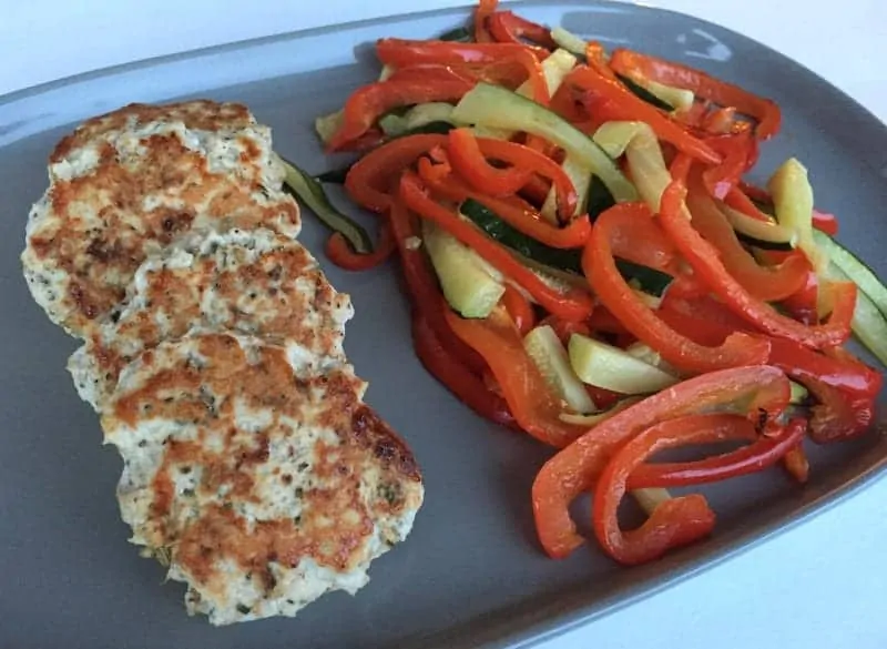 italian chicken burgers and roasted veggies from treble in the kitchen low fodmap, gluten free, paleo friendly