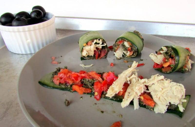 Cucumber Olive-Pesto Roll Ups from Treble in the Kitchen