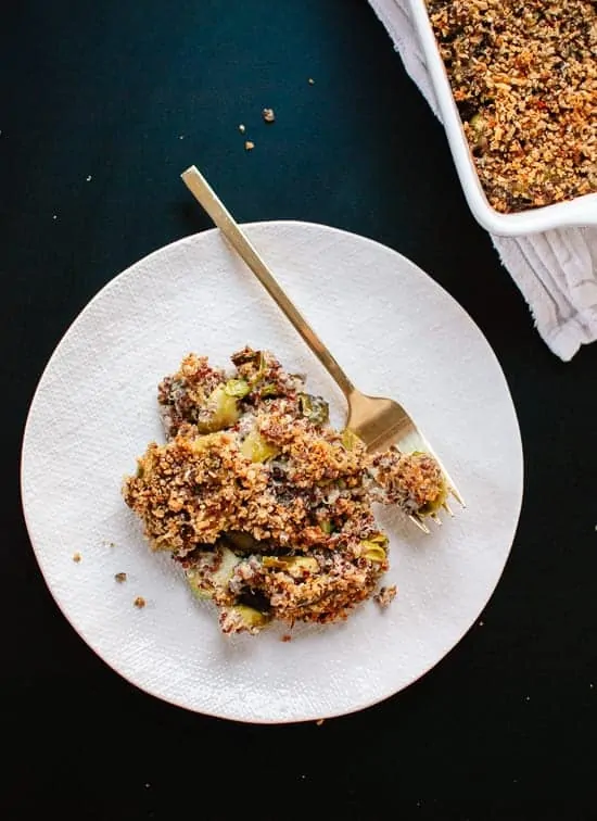 creamy-brussels-sprout-quinoa-gratin