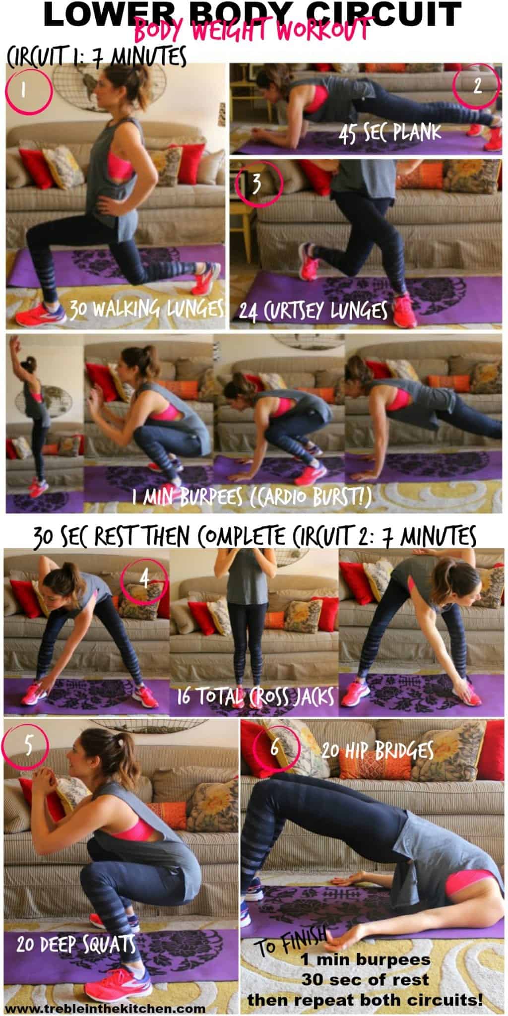 Lower Body Circuit Workout (Bodyweight Only) from Treble in the Kitchen