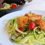 Lemon Herb Zoodles with Almond Chicken from Treble in the Kitchen paleo, gluten free, grain free, dairy free