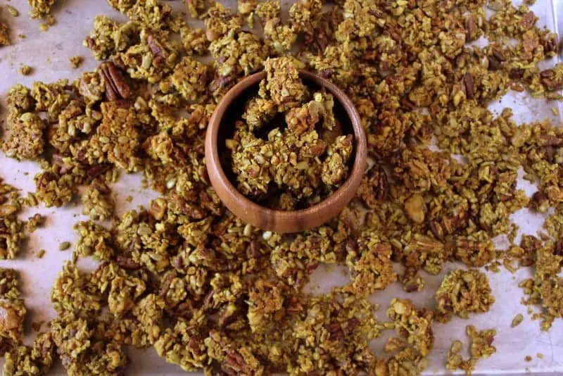 Turmeric Ginger Granola from Treble in the Kitchen low FODMAP, paleo, gluten free