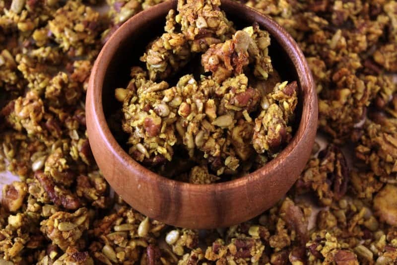 Turmeric Ginger Granola from Treble in the Kitchen low FODMAP, paleo, gluten free