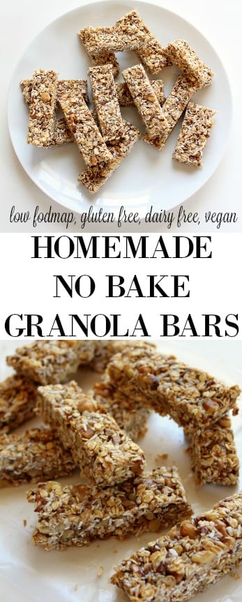 Homemade No Bake Granola Bars low FODMAP, Gluten Free, Dairy Free, Vegan