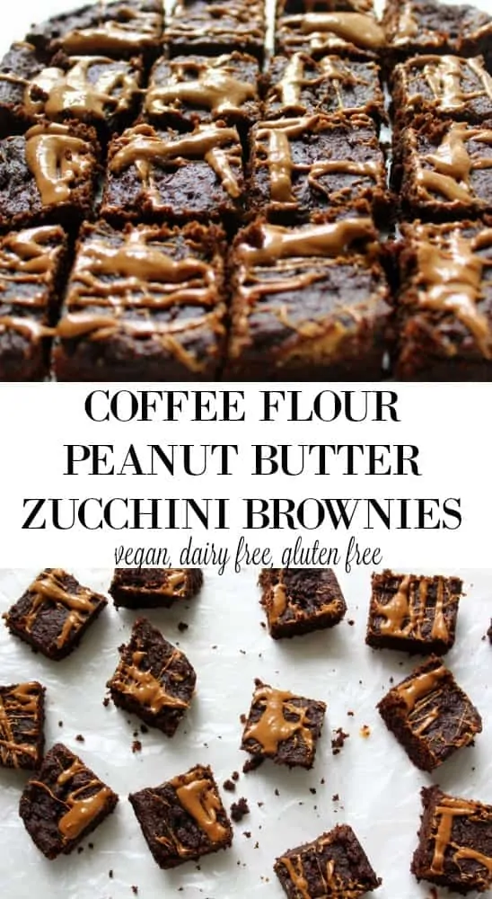 Coffee Flour Peanut Butter Zucchini Brownies - vegan, dairy free, low fodmap