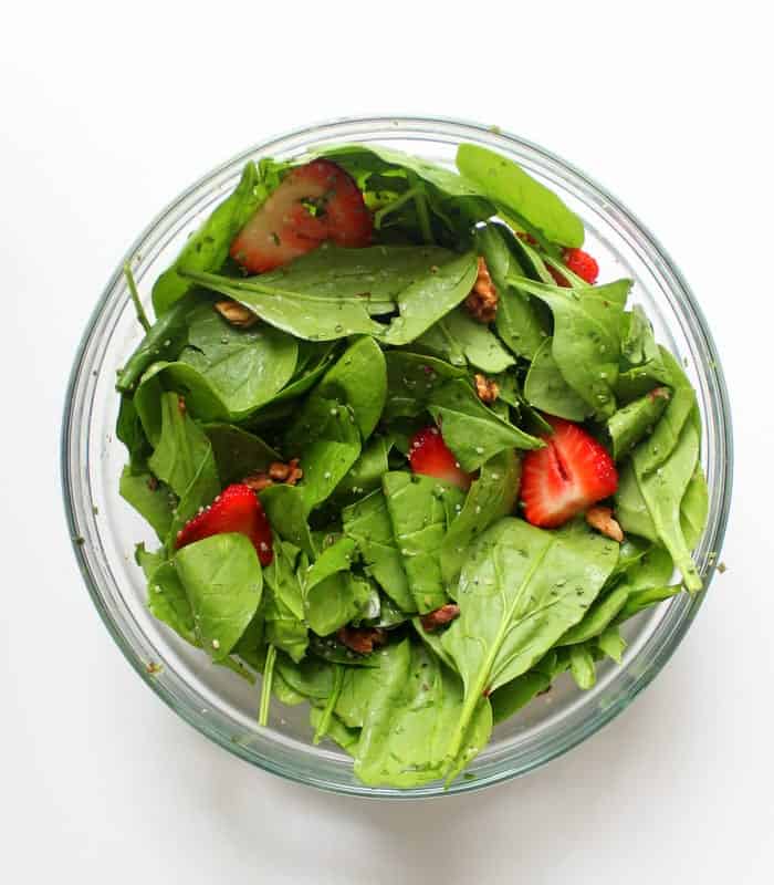 Strawberry Spinach Salad - low FODMAP, gluten free, dairy free, vegan, side dish, salad