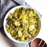 Shredded Brussels Sprouts Salad with Blueberries and Quinoa #healthy #tararochfordnutrition #glutenfree #dairyfree #allergenfree
