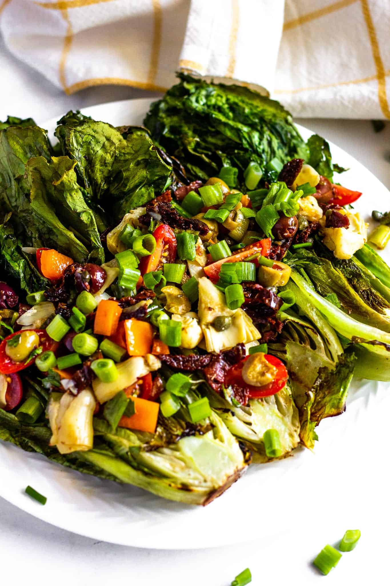 Grilled Romaine Greek Salad #lowfodmap #glutenfree #dairyfree #saladrecipe