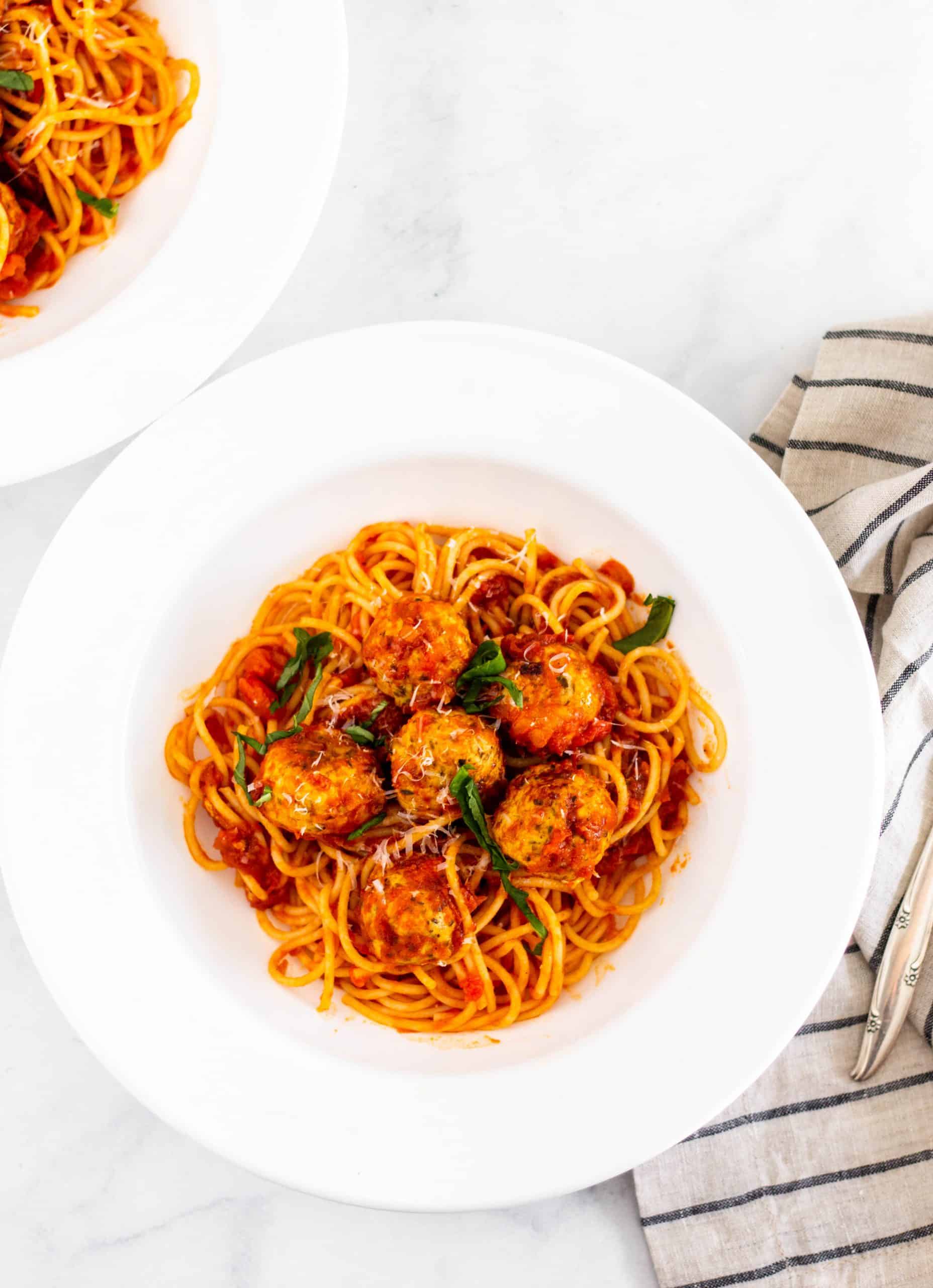 Chicken Parmesan Meatballs for Two | Tara Rochford Nutrition #chickenrecipe #healthydinner